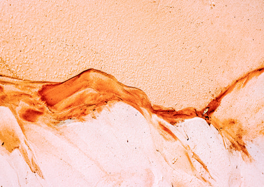 K'gari Sand — fine art close-up photograph of K'gari Fraser Island coloured sand layers with rich burnt orange, terracotta and cream tones, archival Australian landscape print